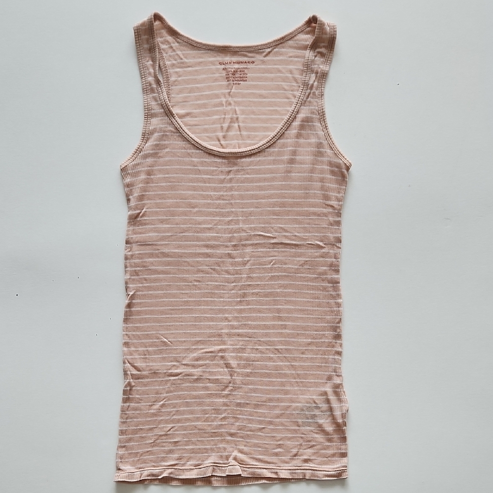 Club Monaco Silk Blend Pink Striped Tank Top